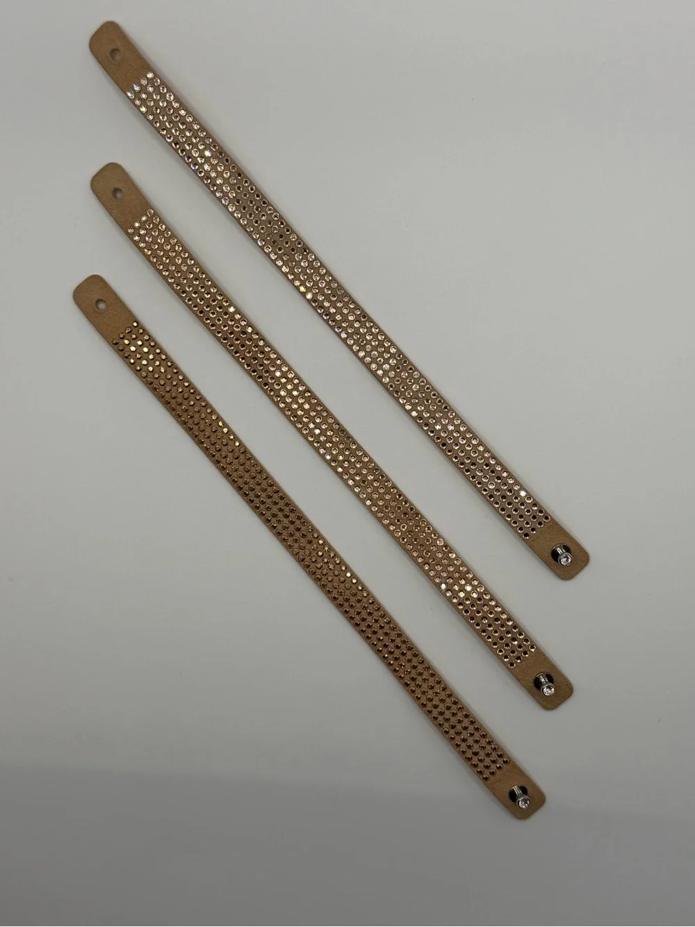 Vegan Suede Tri-Wrap Bracelet with Sparkling Studs - Blush